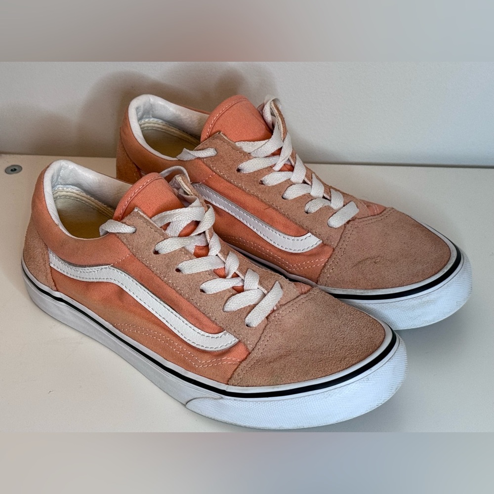 Vans Peach and White Women's Flats old skool